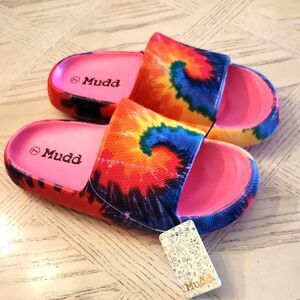 Mudd Vibrant Tie-Dye Slide Sandals Women's Size 7 NEW